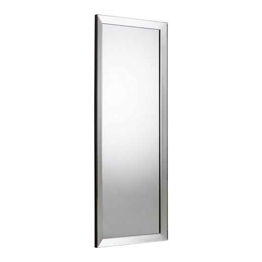 Rectangular mirror with a silver frame on a white background