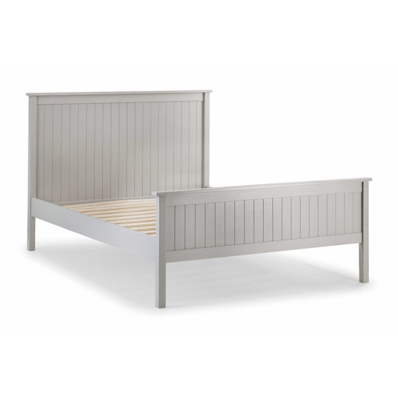 White wooden bed frame on a white background
