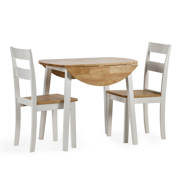 Dining set with a wooden table and chairs on a white background