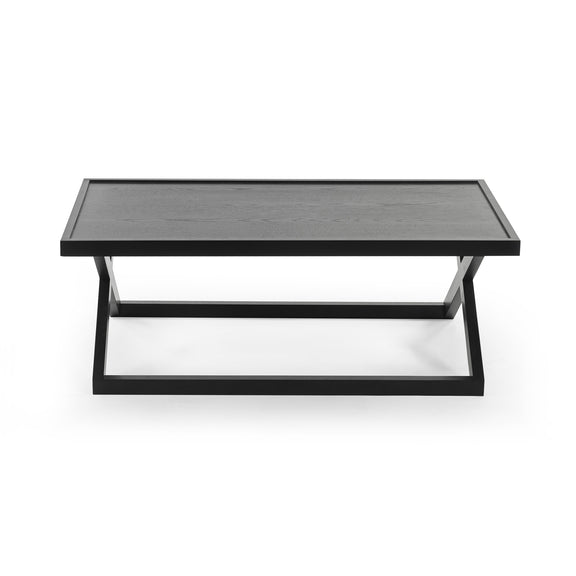 Black metal coffee table on a white background