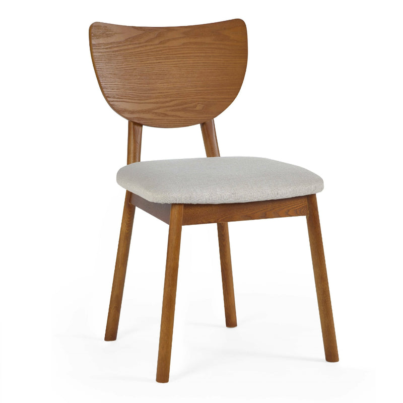 Wooden chair with a white cushion on a white background