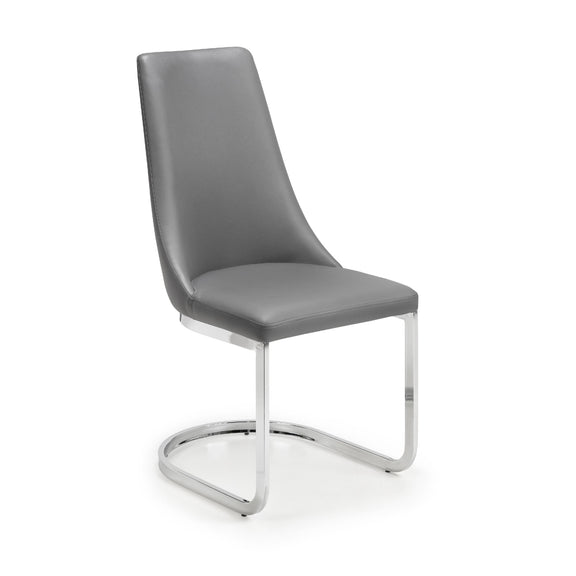 Gray chair with chrome legs on a white background