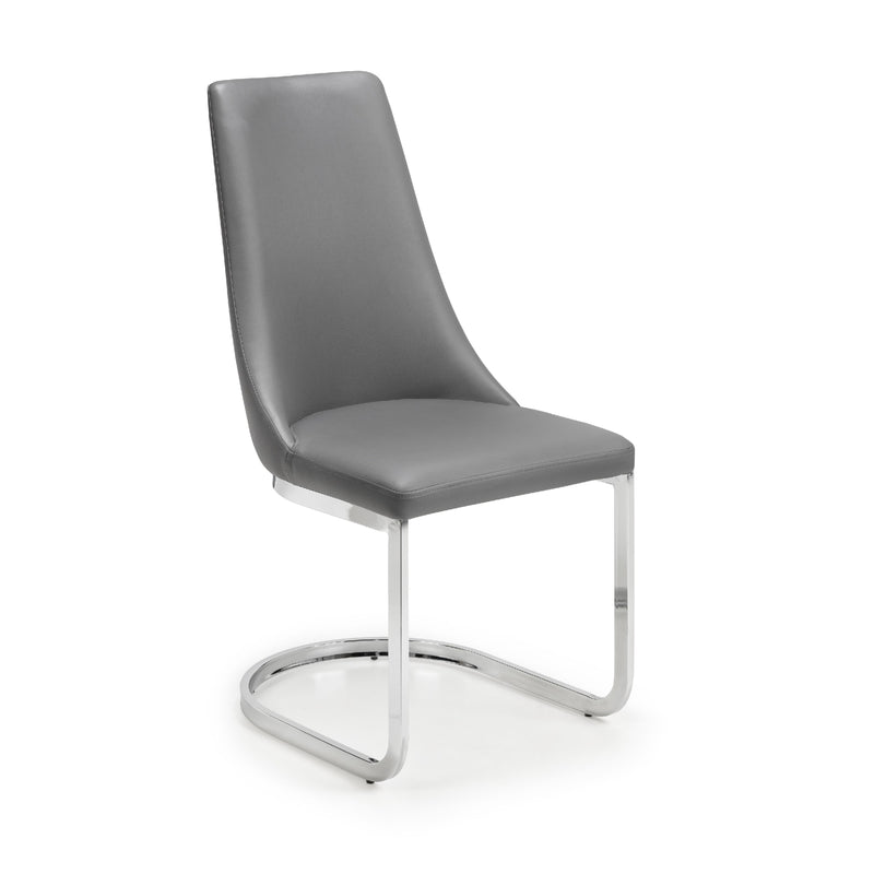 Gray chair with chrome legs on a white background