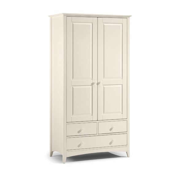 White wardrobe with two doors and two drawers on a white background