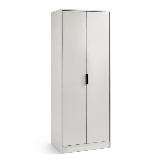 White wardrobe with a black handle on a white background