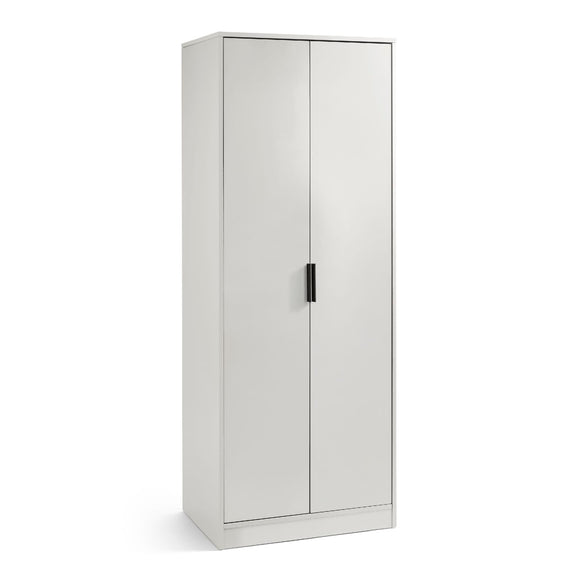White wardrobe with a black handle on a white background
