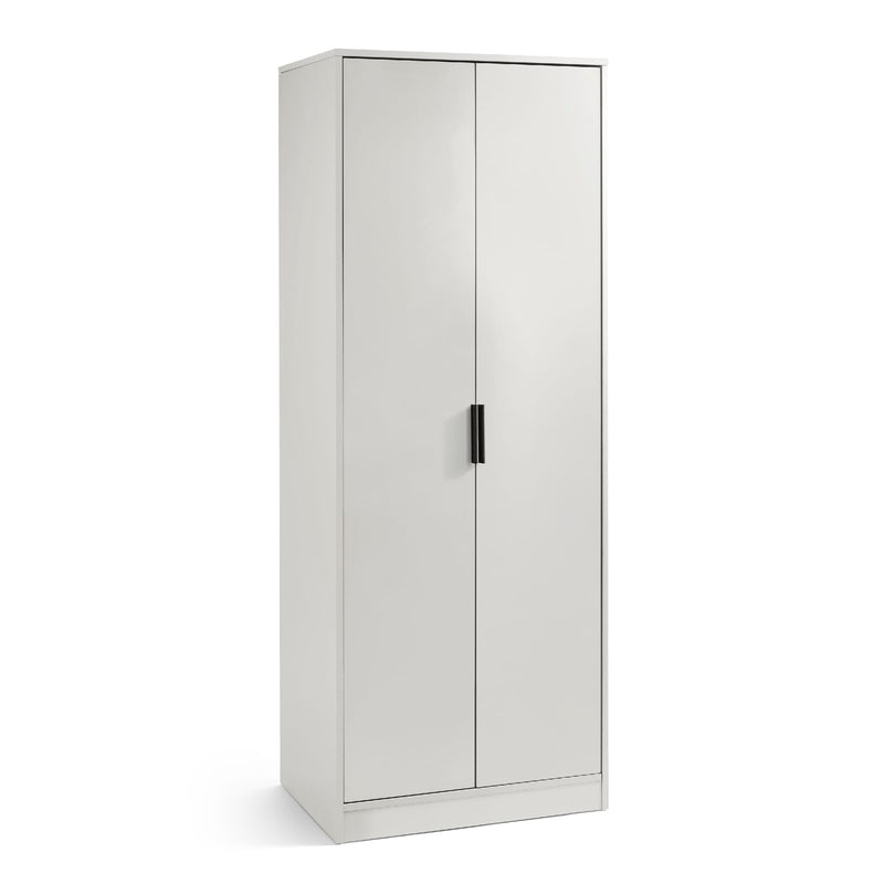 White wardrobe with a black handle on a white background