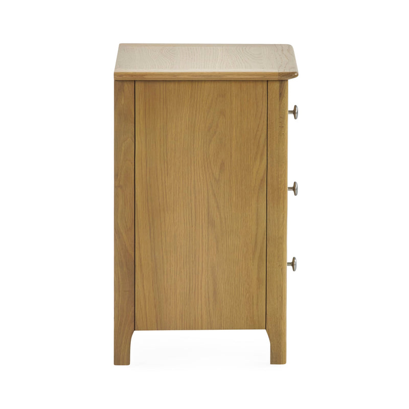 Wooden cabinet with a beige countertop on a white background