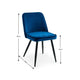 Blue chair with dimensions marked on a white background