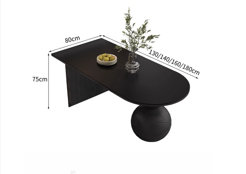 Custom Made Modern Black Oval Dining Table with Solid Wood Base – Wabi-Sabi 4–8 Seater