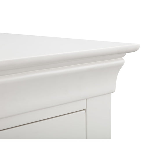 Close-up of a white kitchen cabinet with a smooth finish