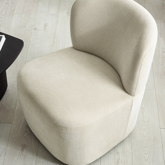 Beige chair on a light wooden floor