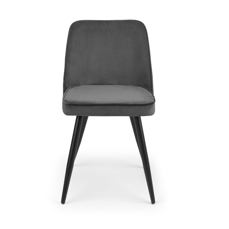 Gray chair with black legs on a white background