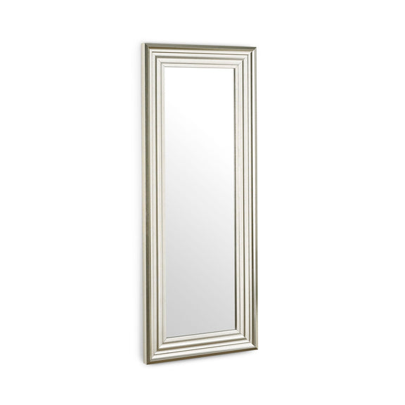 Rectangular mirror with a silver frame on a white background