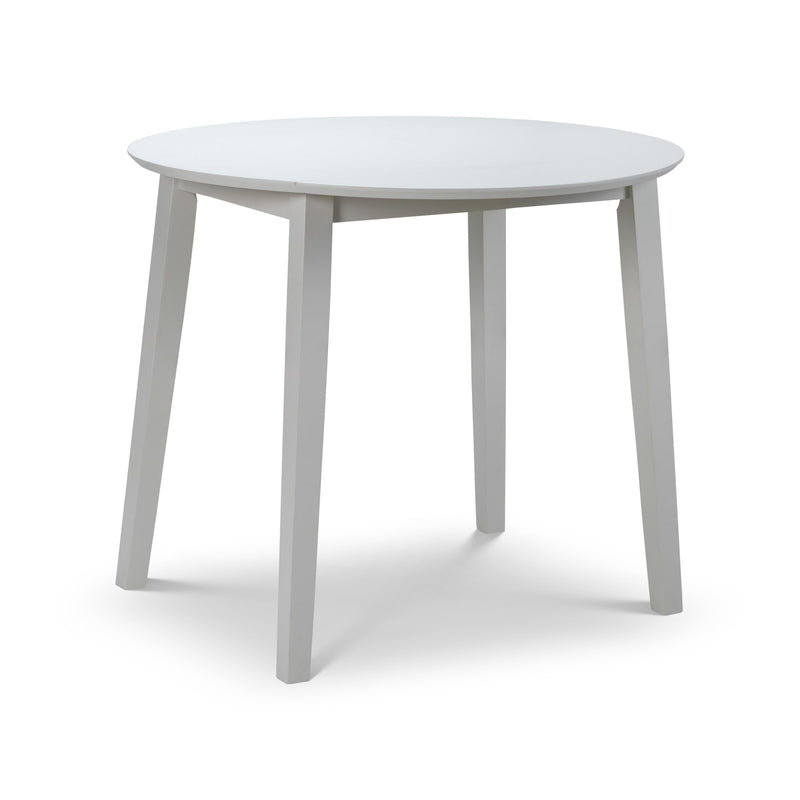 Round white table on a white background