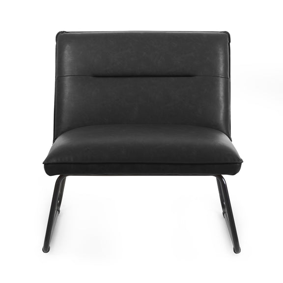 Black leather chair on a white background