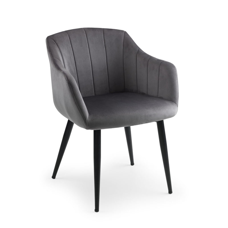 Gray armchair with black legs on a white background