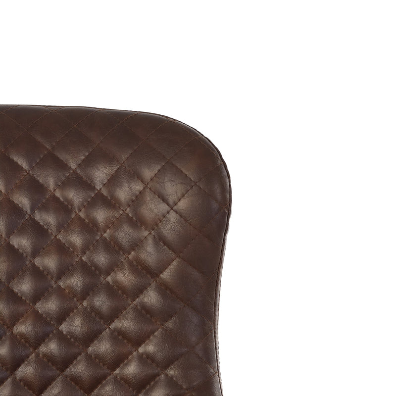 Brown quilted leather seat cover on a white background