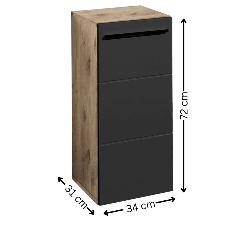 Tall cabinet with dimensions labeled on a white background