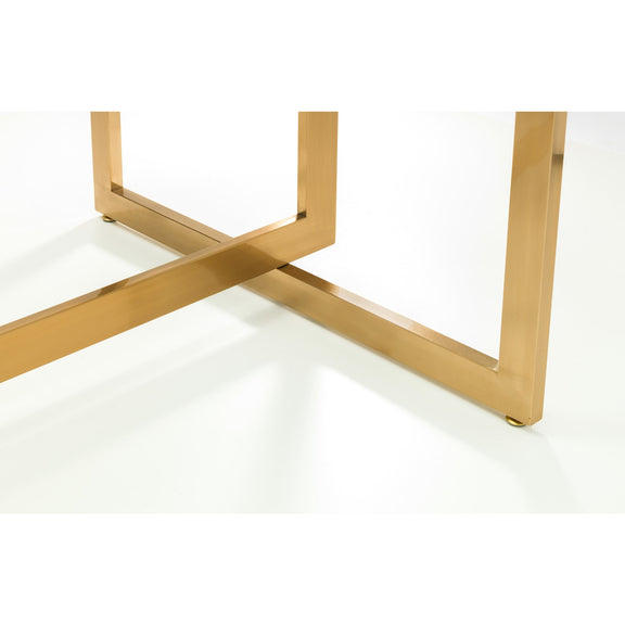 Gold metal table legs on a white background