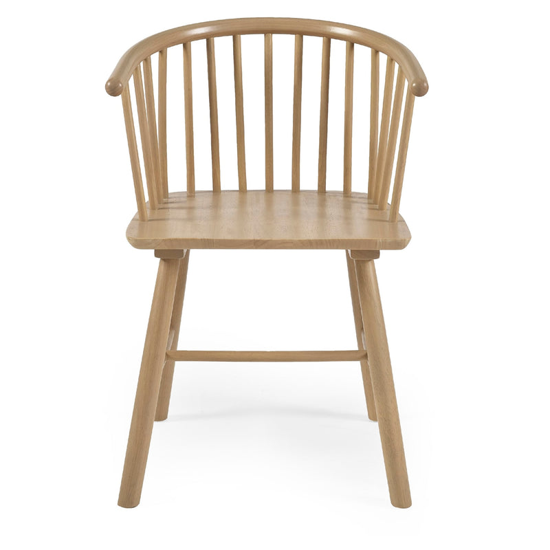 Wooden chair with curved backrest on a white background