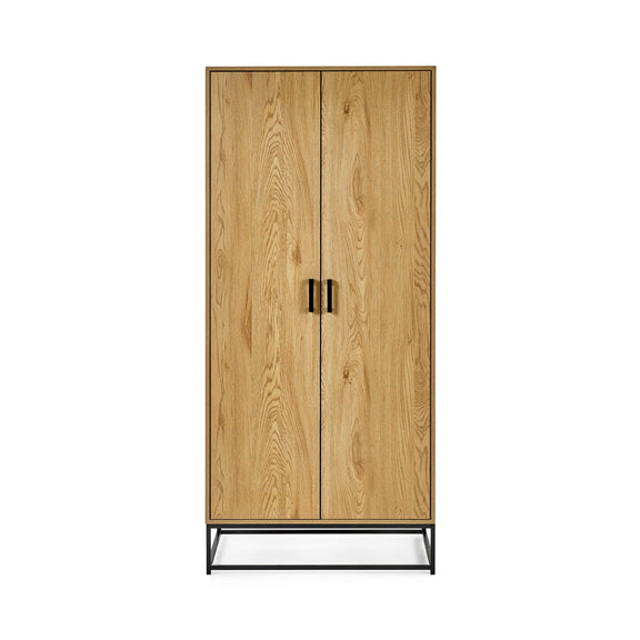 Wooden cabinet with two doors on a white background