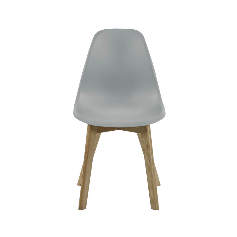 Gray chair with wooden legs on a white background