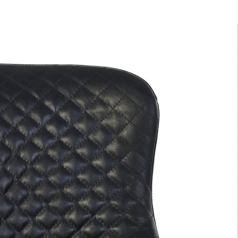 Black quilted leather seat cover on a white background