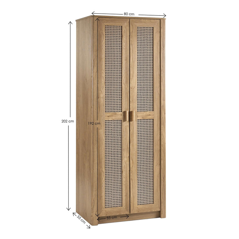 Sydney 2 Door Wardrobe 80cm - Oak