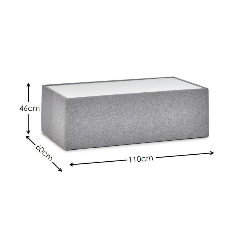 Rectangular concrete block with dimensions labeled on a white background