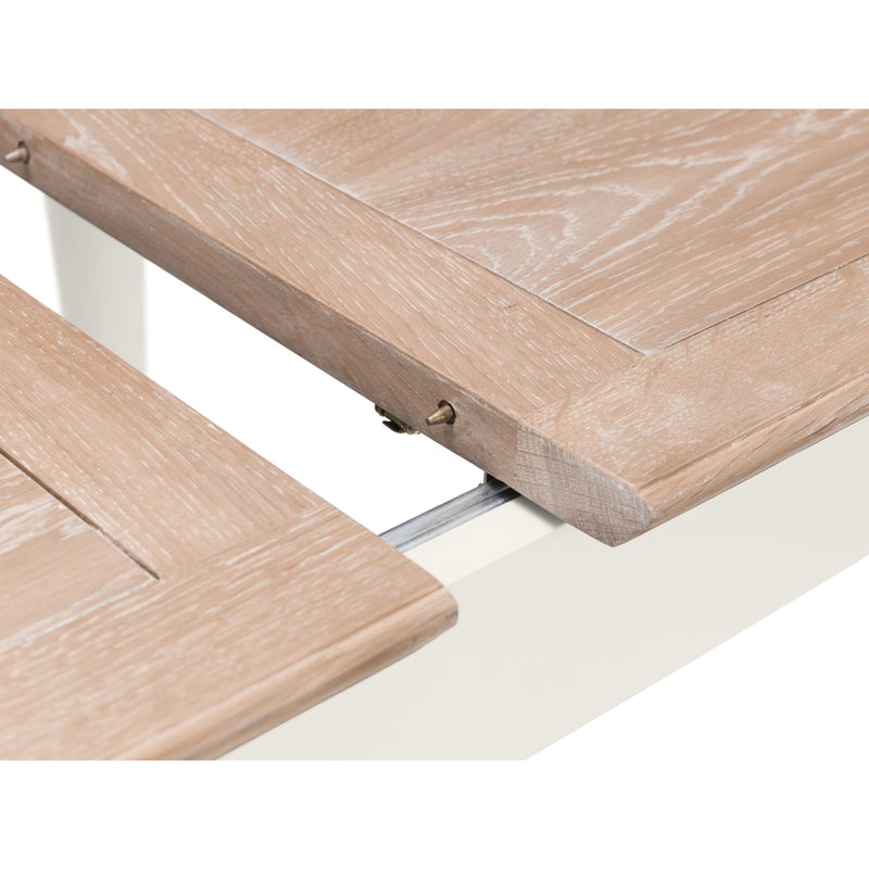 Wooden table with a visible joint on a white background