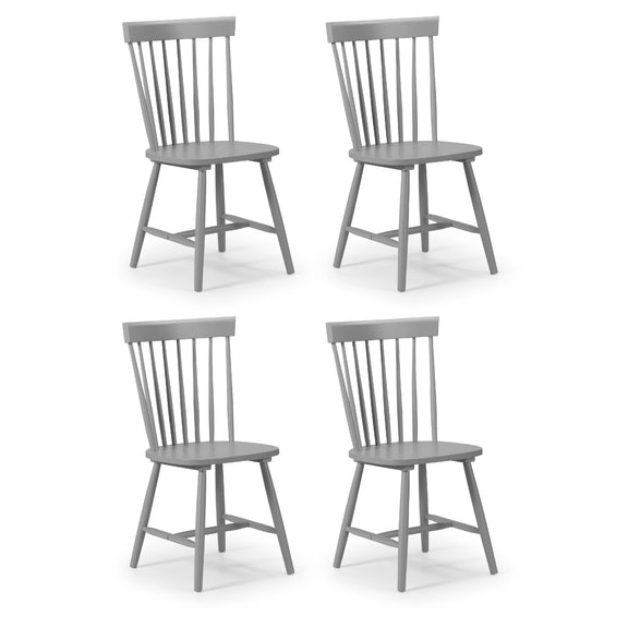 Four gray chairs on a white background