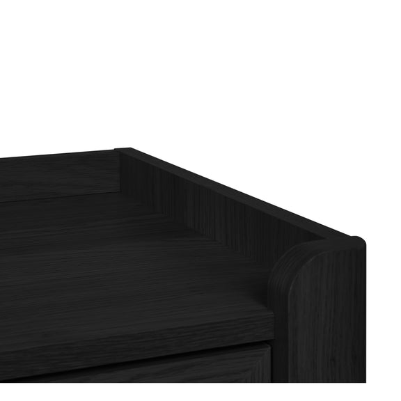 Black rectangular tray on a white background