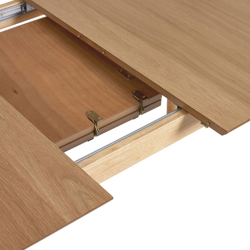 Wooden table with a hinge mechanism on a white background