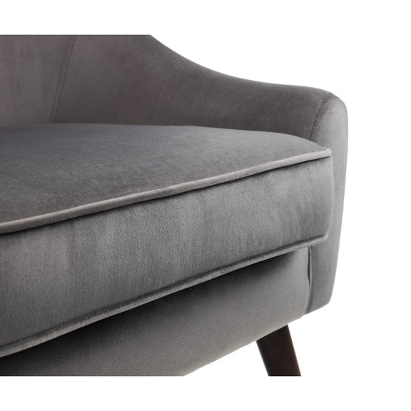 Gray upholstered chair on a white background