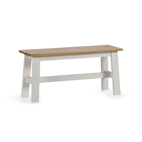 Wooden bench with white base on a white background
