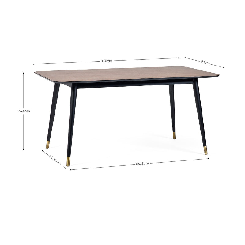 Dining table with dimensions labeled on a white background