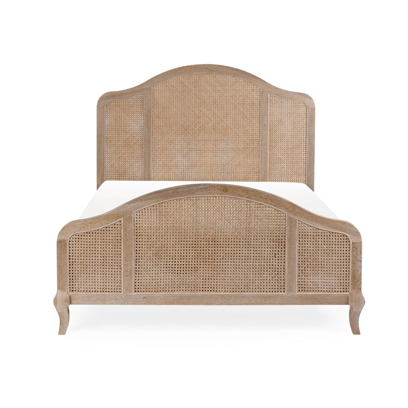 Wicker bed frame on a white background
