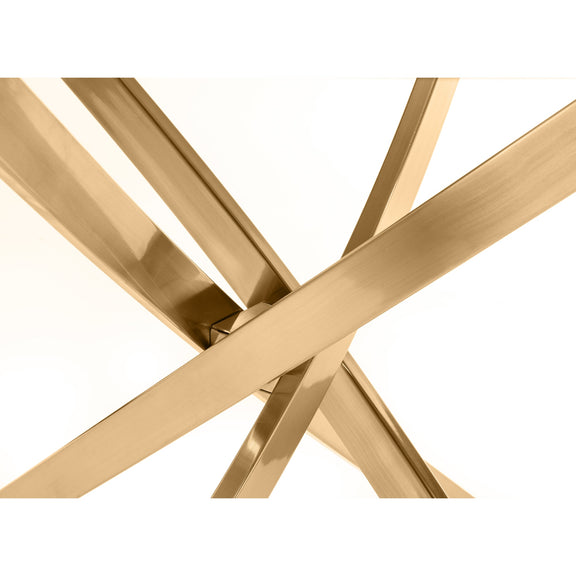 Gold metal crossbar design on a white background