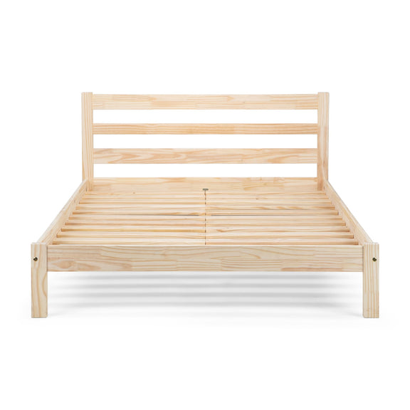 Wooden bed frame on a white background