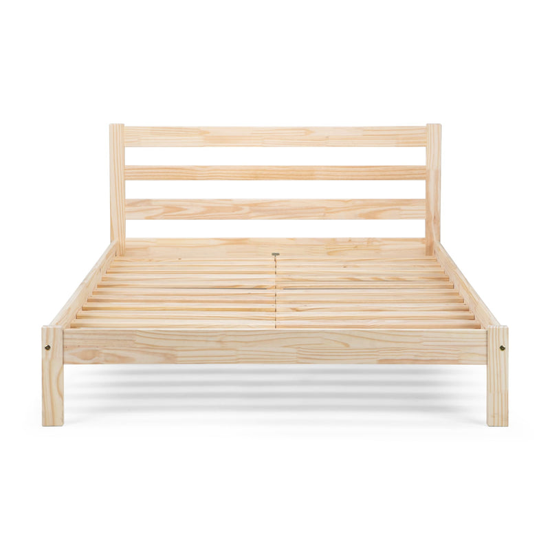 Wooden bed frame on a white background
