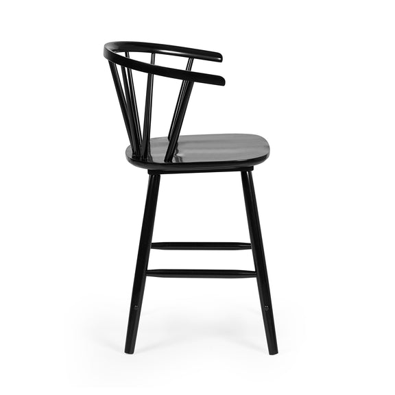 Black chair with a minimalist design on a white background