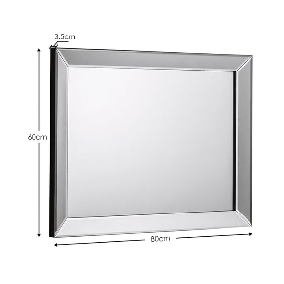 Rectangular mirror with dimensions labeled on a white background