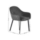 Black chair with dimensions labeled on a white background