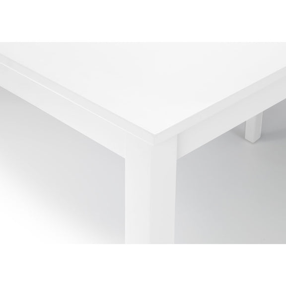 White corner desk with a minimalist design on a white background