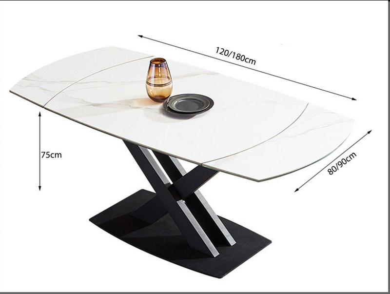 Custom Made Rotating Extendable Rock Plate Dining Table – Italian Minimalist 4 to 8 Seater for Small Spaces