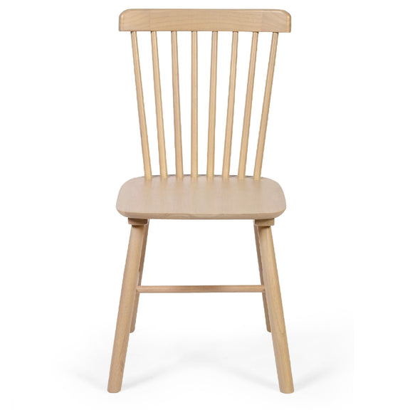 Wooden chair with spindle back design on a white background