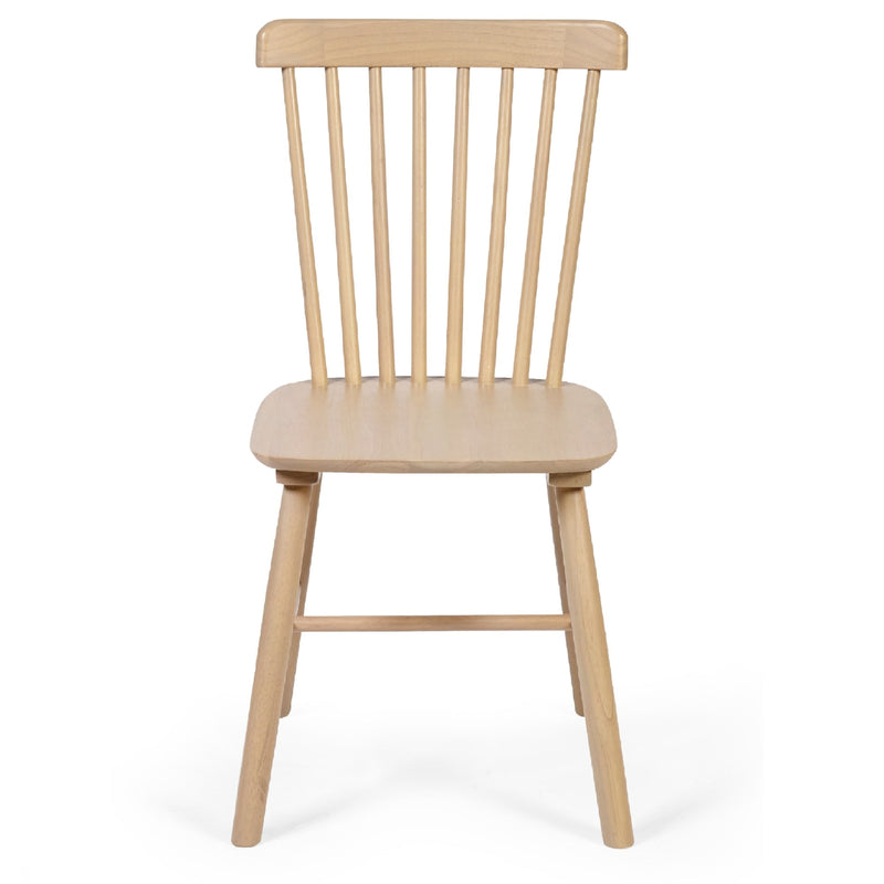 Wooden chair with spindle back design on a white background