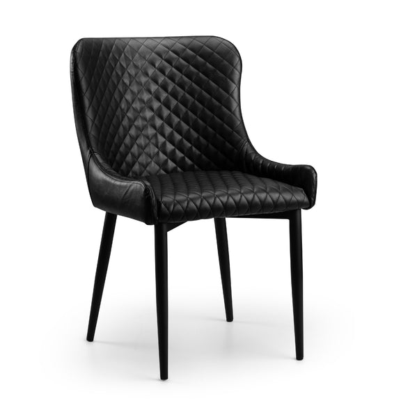 Black quilted chair on a white background