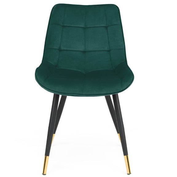 Green chair with gold feet on a white background
